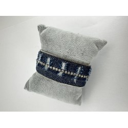 Lacivert Kot Desenli Taşlı Bileklik